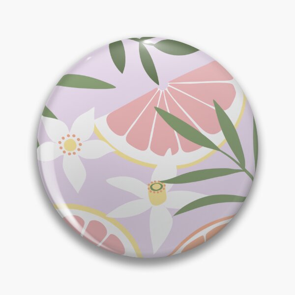 Tropical Citrus Fruits - pastels on lilac - pattern by Cecca Designs Pin