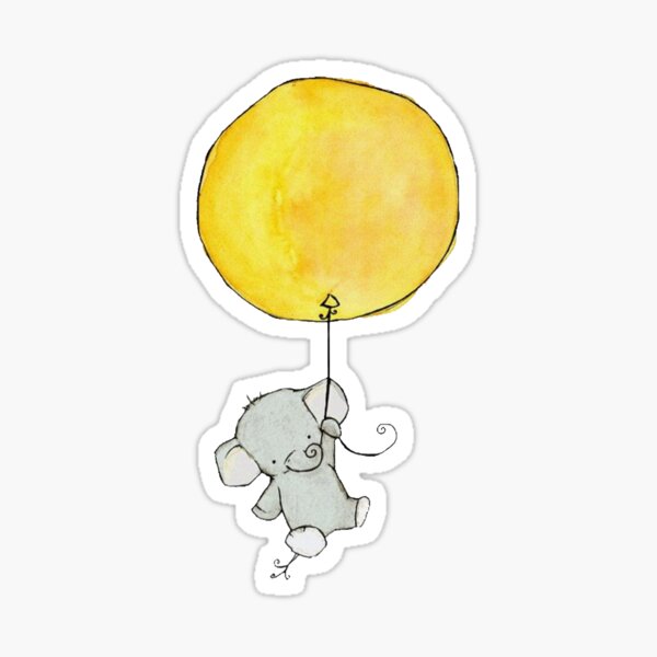 Bébé éléphant tenant un ballon jaune Sticker