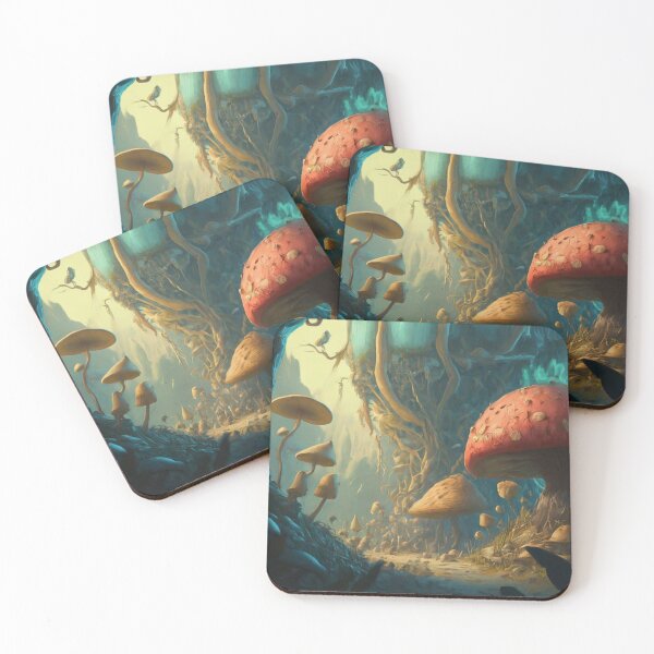Item preview, Dreamy Landscape with Giant Mushrooms designed and sold by BestArtByArvind.