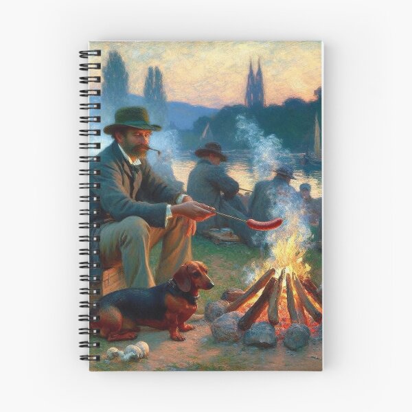 Item preview, Man and wiener dog roasting sausages designed and sold by PetPaletteCards.