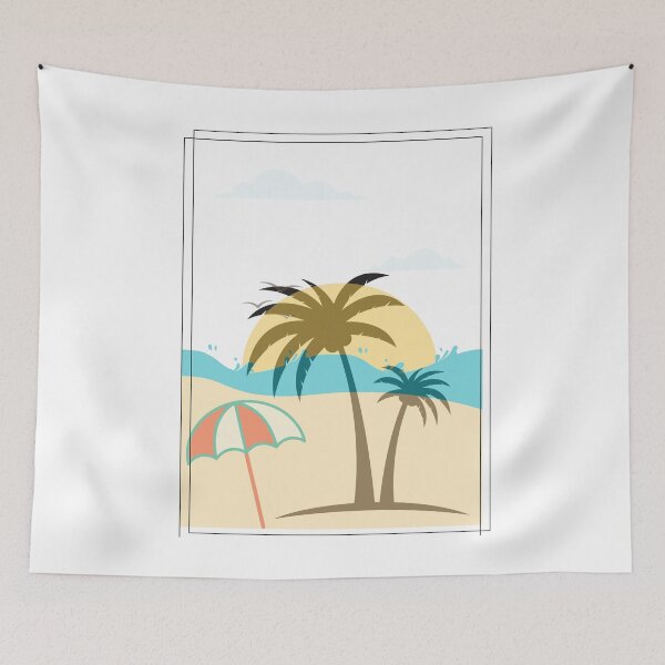 Aperçu de l'œuvre Palm tree beach umbrella summer créée et vendue par MarwaDesigne.