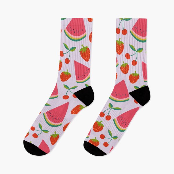 Item preview, Watermelon, cherries and strawberries - hot pink and red on lilac, by Cecca Designs designed and sold by Cecca-Designs.