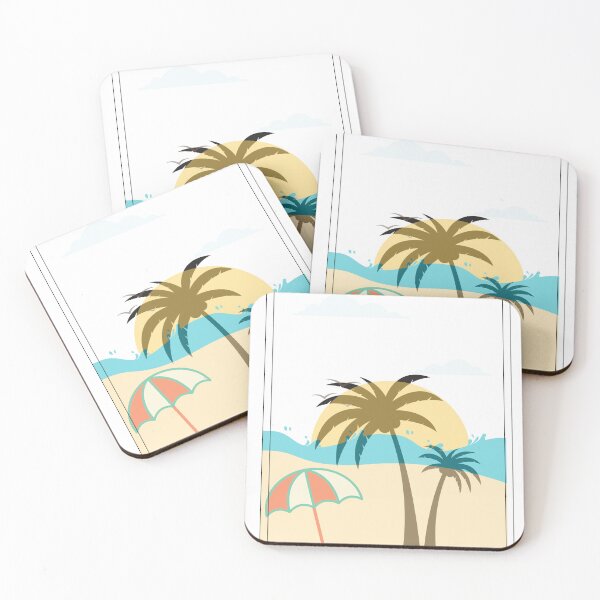 Aperçu de l'œuvre Palm tree beach umbrella summer créée et vendue par MarwaDesigne.