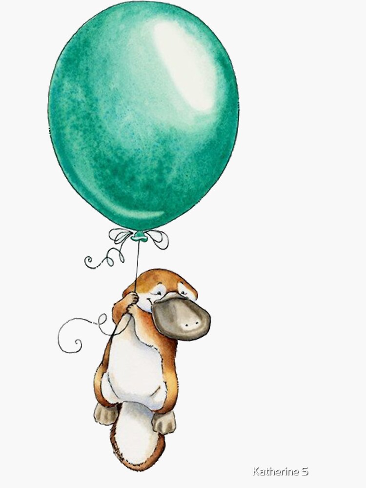 Platypus Holding Green Balloon by katherineshek
