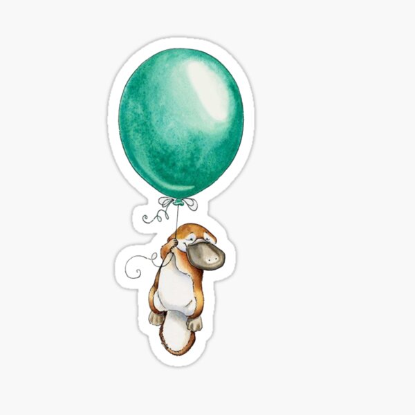Platypus Holding Green Balloon Sticker