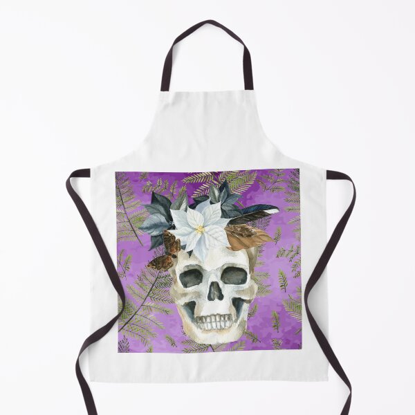 Item preview, Skull with Ferns Moth and Magpie Feather designed and sold by WildWoodlandWitch.