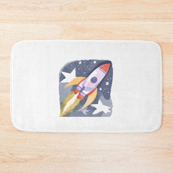 Item preview, A rocket go to the Moon between the star, minimal style watercolor designed and sold by Solarli.