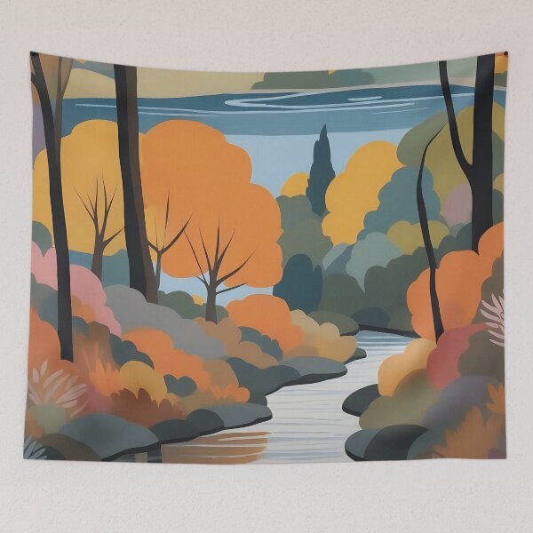 Item preview, "Serene Autumn Landscape Wall Art for Tranquil Decor" designed and sold by ArtComixHaven.