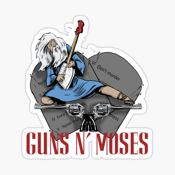 Item preview, Guns N' Moses with the 10 commandments, electric guitar, and 10 commandments designed and sold by WeAreAwakeNow.