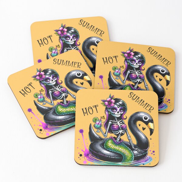 Item preview, Summerween :Goth Summer Skeleton Mermaid on Swan Float designed and sold by ArtFeverShop.