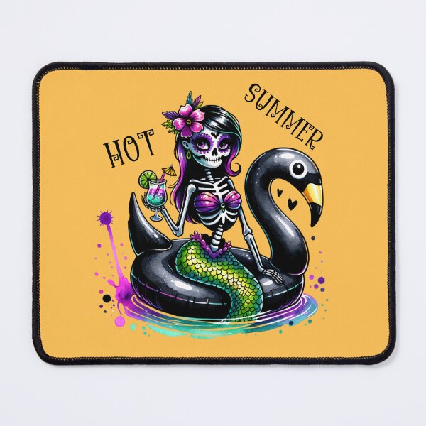 Item preview, Summerween :Goth Summer Skeleton Mermaid on Swan Float designed and sold by ArtFeverShop.