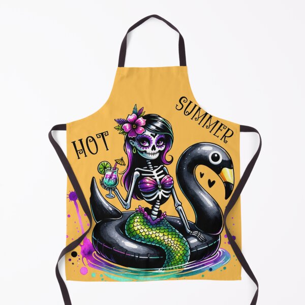 Item preview, Summerween :Goth Summer Skeleton Mermaid on Swan Float designed and sold by ArtFeverShop.