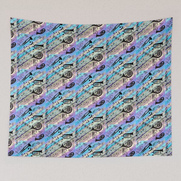 Item preview, Collage Of Various Musical Instruments On Colored Stripes designed and sold by BrightrDayMusicArt.