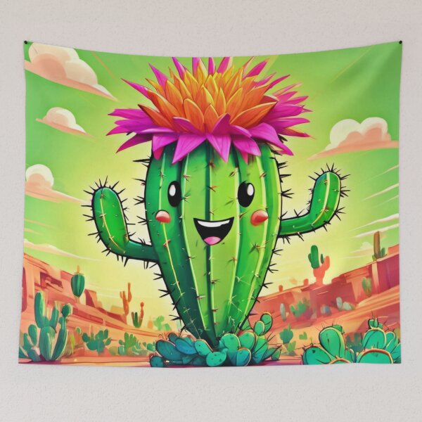 Item preview, Happy Cactus Cartoon Art designed and sold by Health And Fitness Posts e-Store.
