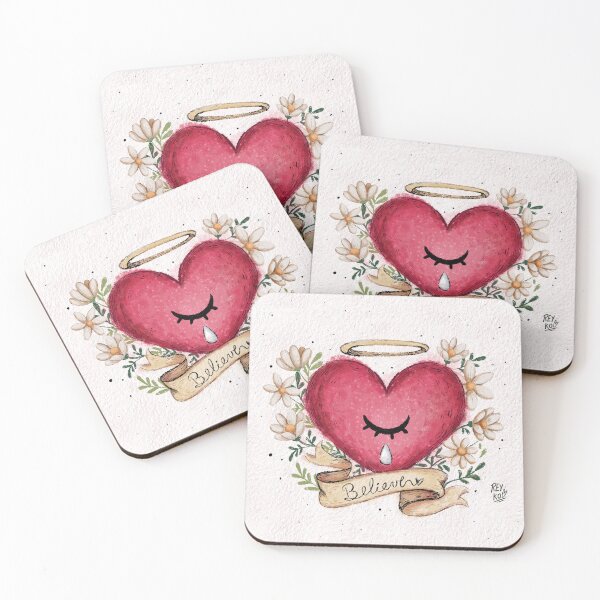 Item preview, BELIEVING HEART - HEART WITH DAISIES ILLUSTRATION designed and sold by Reyko-ART.