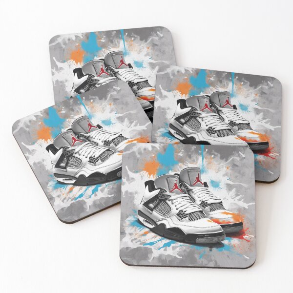 Item preview, Black and White Jordan 4 Shoes with Spray Painted Background designed and sold by Puretrendsetter.