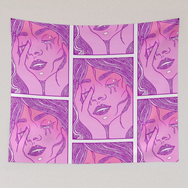 Item preview, Retro Abstract Crying Woman -Vintage Comic Pop-art -Pink and Purple Magenta  designed and sold by Mitch616Art.