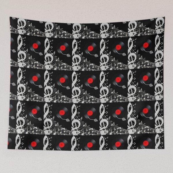 Item preview, Music Notation & Red Label Vinyl On Black designed and sold by BrightrDayMusicArt.