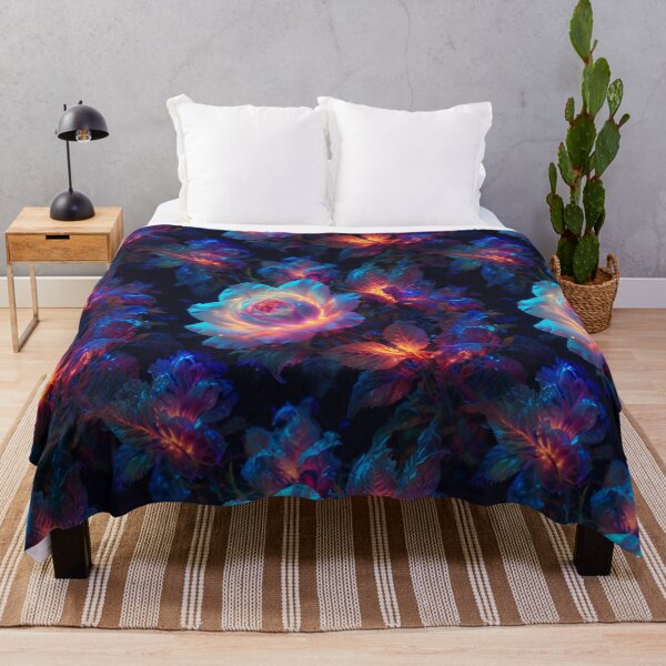 Item preview, Vibrant Blue and White Illuminated Rose Pattern designed and sold by DJ-Portable.