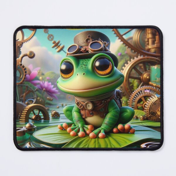 Item preview, Steampunk African Clawed Frog on Lily Pad designed and sold by Sillytoe.