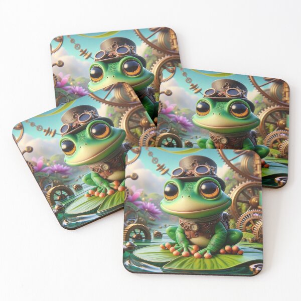 Item preview, Steampunk African Clawed Frog on Lily Pad designed and sold by Sillytoe.