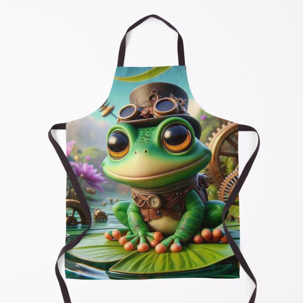 Item preview, Steampunk African Clawed Frog on Lily Pad designed and sold by Sillytoe.