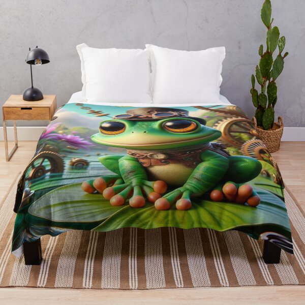 Item preview, Steampunk African Clawed Frog on Lily Pad designed and sold by Sillytoe.
