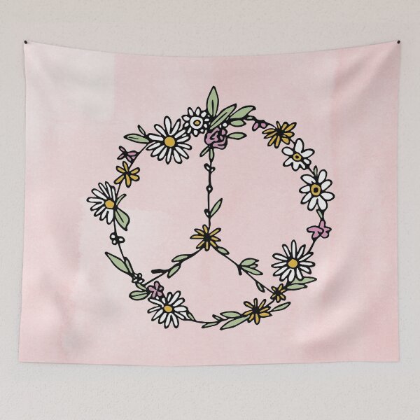 Item preview, Watercolor Peace Sign Tapestry designed and sold by aterkaderk.