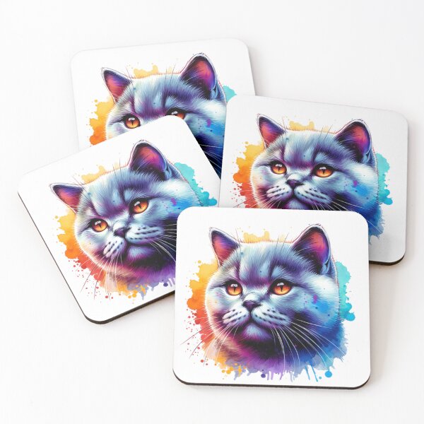 Artikelvorschau, Aquarell Britisch Kurzhaar Katze Gesicht entworfen und verkauft von TheAnimalZ00.