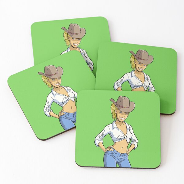 Item preview, CutiePie #11 - Blonde cowgirl with tied shirt designed and sold by CutiePiesArt.