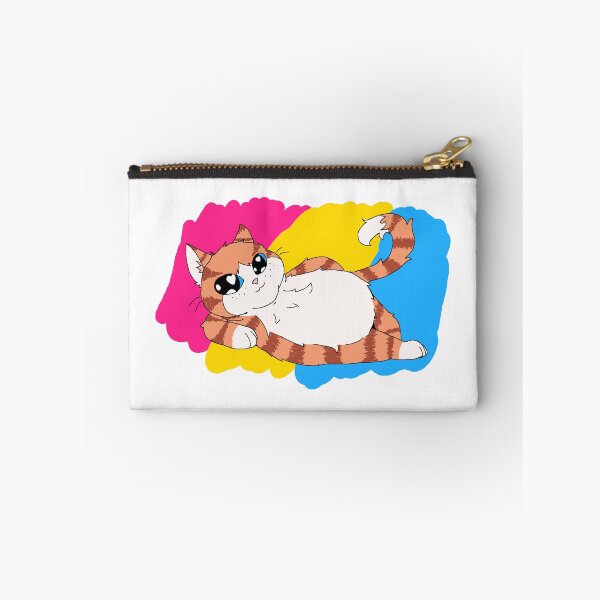 Item preview, Chubby Orange Cat Drawing Pansexual Flag Background designed and sold by Stupidshopman.