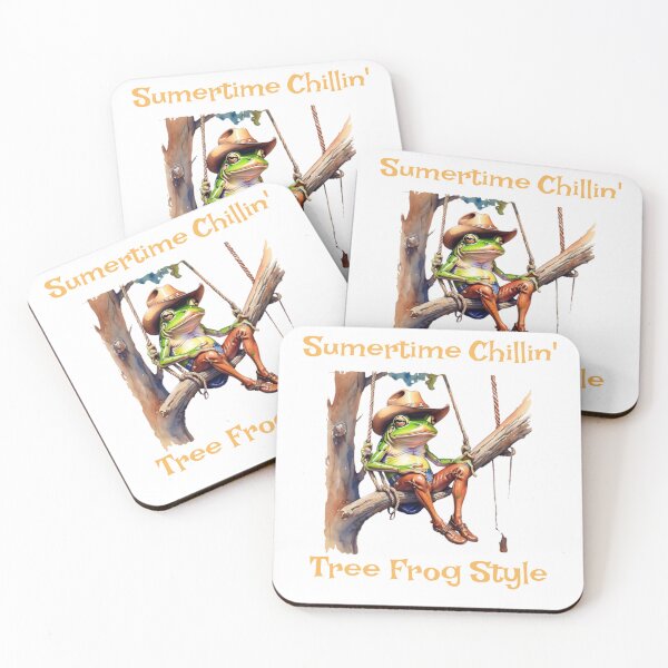 Item preview, Cowboy Frog sitting securely on tree branch in watercolor paint designed and sold by EmeraldCauldren.