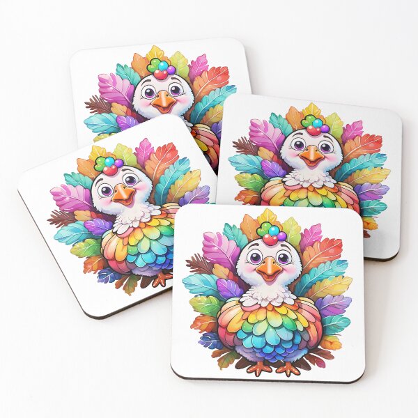 Item preview, "Thanksgiving Turkey Delight: Kawaii Rainbow Floral Splash Sticker on Redbubble" designed and sold by Cosmicreations1.