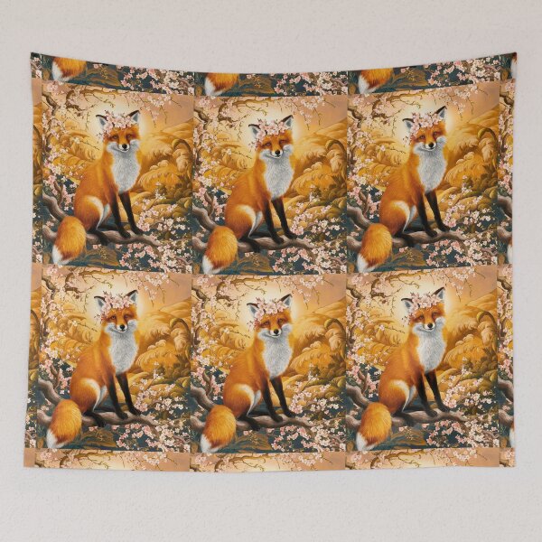 Artikelvorschau, Fuchs-Portrait. Fuchs mit Kirschblüte, Blumenfuchs, Vintage-Fuchs, Fuchs-Malerei, Peter Paul Rubens-Stil entworfen und verkauft von FoxVibes.