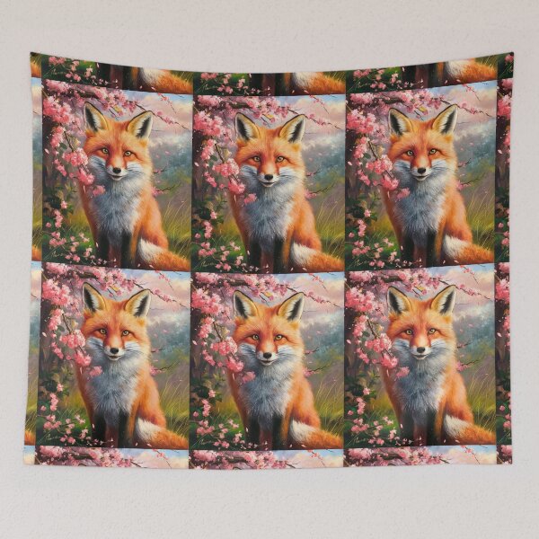 Artikelvorschau, Fuchs-Portrait. Fuchs mit Kirschblüte, Blumenfuchs, Vintage-Fuchs, Fuchs-Malerei, Peter Paul Rubens-Stil entworfen und verkauft von FoxVibes.