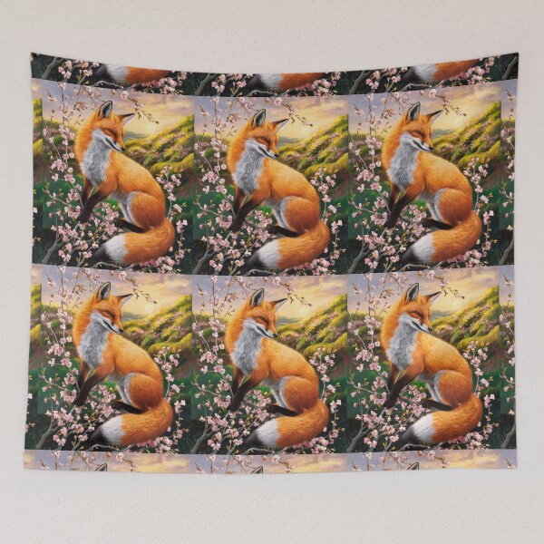 Artikelvorschau, Fuchs-Portrait. Fuchs mit Kirschblüte, Blumenfuchs, Vintage-Fuchs, Fuchs-Malerei, Peter Paul Rubens-Stil entworfen und verkauft von FoxVibes.