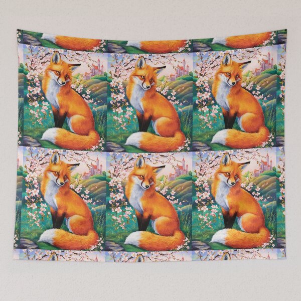 Artikelvorschau, Fuchs-Portrait. Fuchs mit Kirschblüte, Blumenfuchs, Vintage-Fuchs, Fuchs-Malerei, Peter Paul Rubens-Stil entworfen und verkauft von FoxVibes.