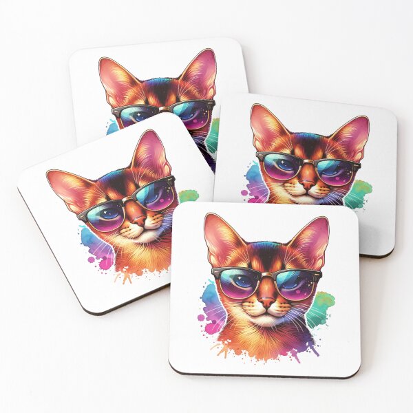 Item preview, Watercolor Abyssinian Cat Wearing Sunglasses designed and sold by TheAnimalZ00.