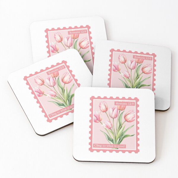 Item preview, Pink Tulip Bible Verse Stamp - Romans 12:9 - Cling to what is good designed and sold by kaitlyn-luft.