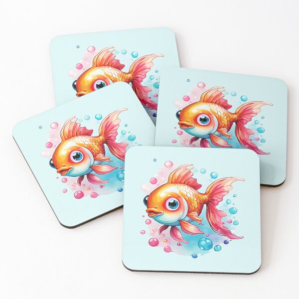 Item preview, "Bubbly Goldfish: Cute Watercolor Vector Art Sticker on Redbubble" designed and sold by Cosmicreations1.