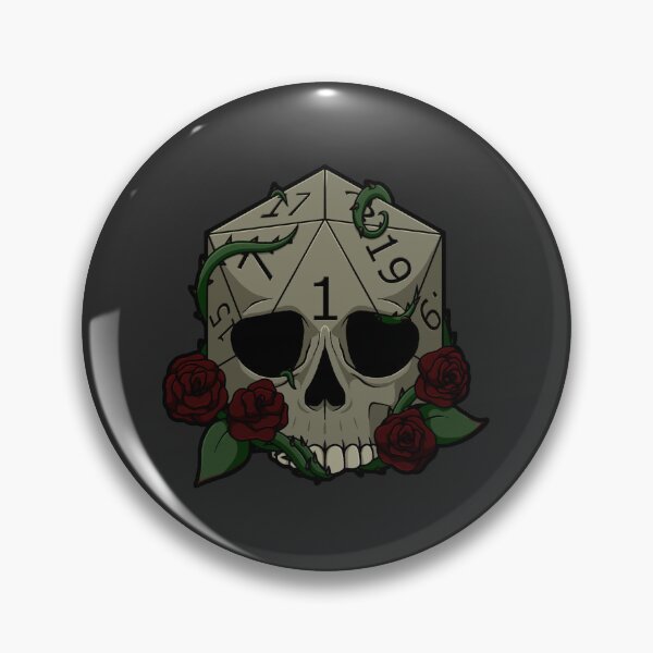 Artikelvorschau, D20 Nat 1 Totenkopfwürfel mit Rosen entworfen und verkauft von Jackytale.