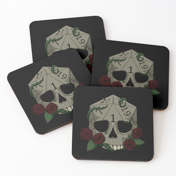Artikelvorschau, D20 Nat 1 Totenkopfwürfel mit Rosen entworfen und verkauft von Jackytale.
