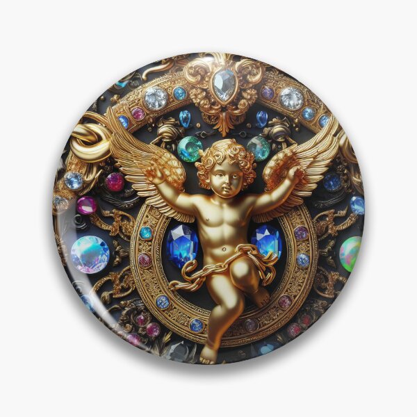 Item preview, Gold Cherub Chains Gemstones Baroque Rococo 3d Jewelry Bejeweled Repoussé designed and sold by Anticulture.
