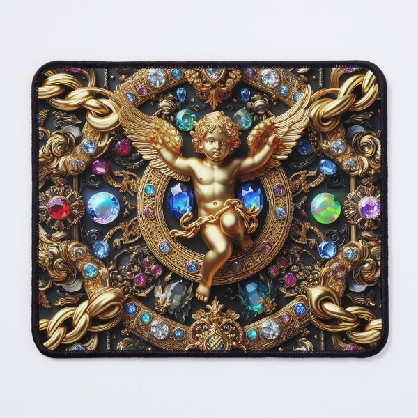 Item preview, Gold Cherub Chains Gemstones Baroque Rococo 3d Jewelry Bejeweled Repoussé designed and sold by Anticulture.