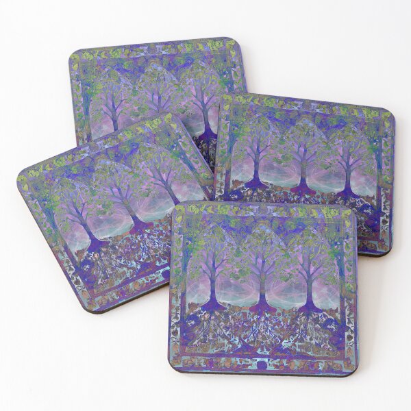 Item preview, Batik style Psychedelic trees pink blue sky swirls designed and sold by AuroraXGreen.