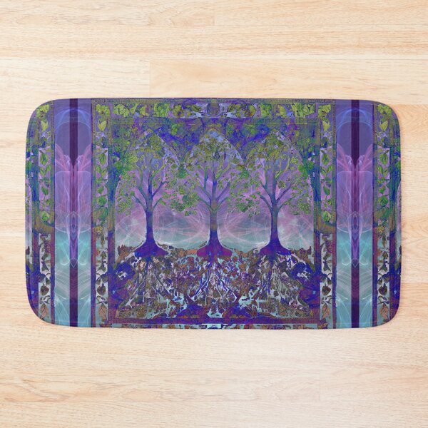 Item preview, Batik style Psychedelic trees pink blue sky swirls designed and sold by AuroraXGreen.