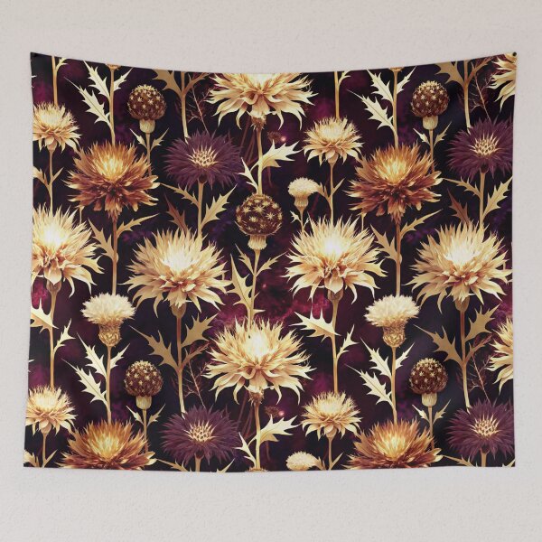 Item preview, Wild Flowers Dark Maroon Gold Pattern designed and sold by STYLO FASHION.