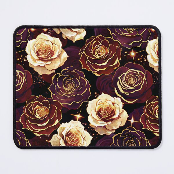 Item preview, Rose Flower Dark Maroon Gold Pattern designed and sold by STYLO FASHION.