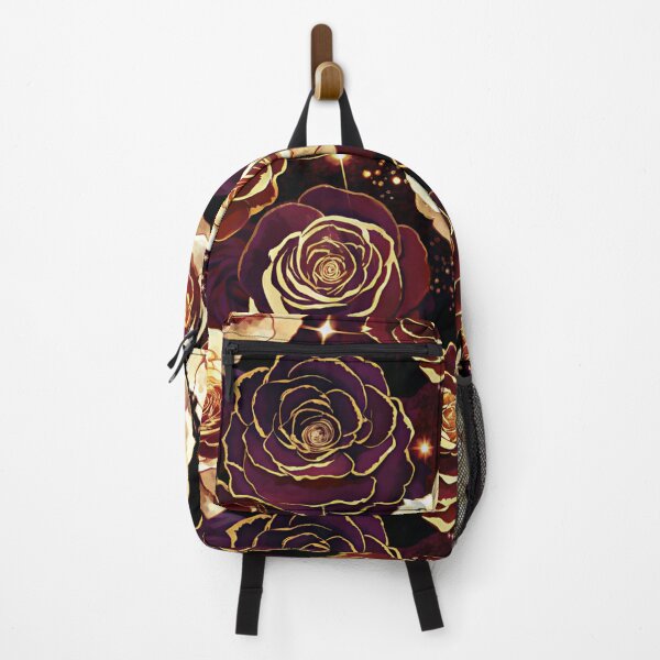 Item preview, Rose Flower Dark Maroon Gold Pattern designed and sold by STYLO FASHION.