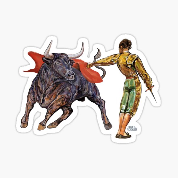 Bullfighter or Bull Matadore Toreadore Toro Vaquero Horns Sticker